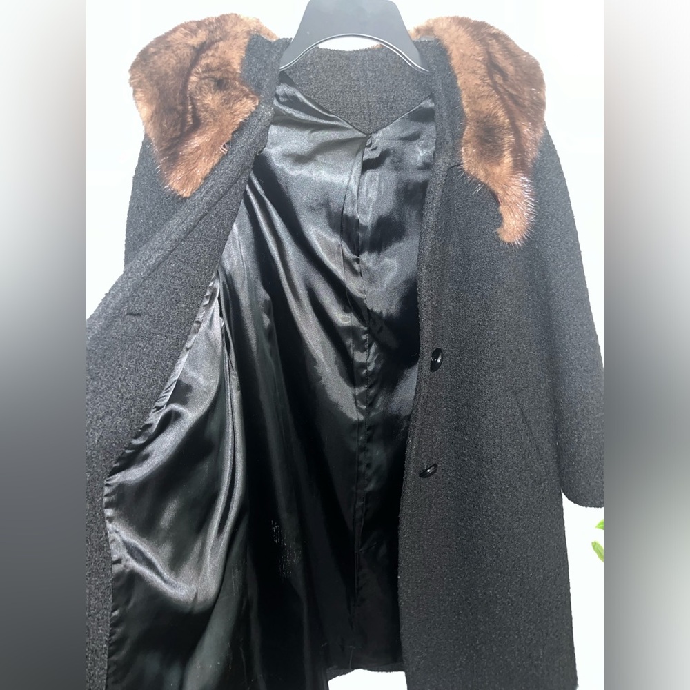 Vintage 50s/60s Possibly Mink Fur Collar Wool Bouclé Coat Union Made ILGWU - Picture 3 of 8